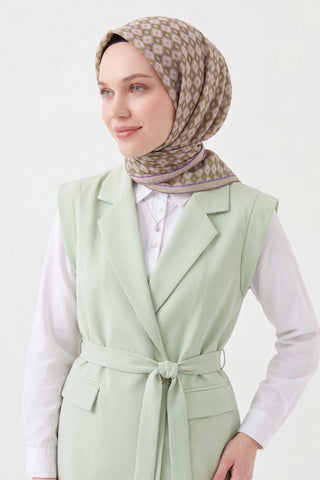 Soft Eşarp Retro Geometrik Lila