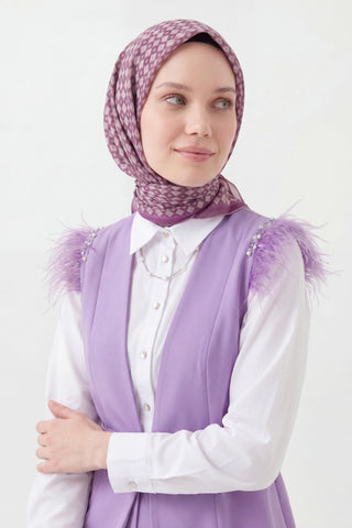 Soft Eşarp Retro Geometrik Mürdüm