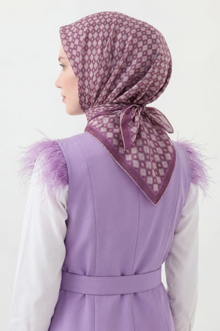 Soft Eşarp Retro Geometrik Mürdüm