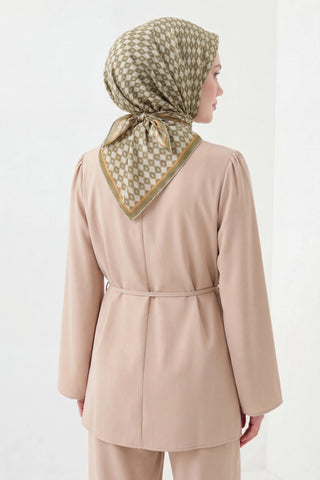 Soft Eşarp Retro Geometrik Su Yeşili