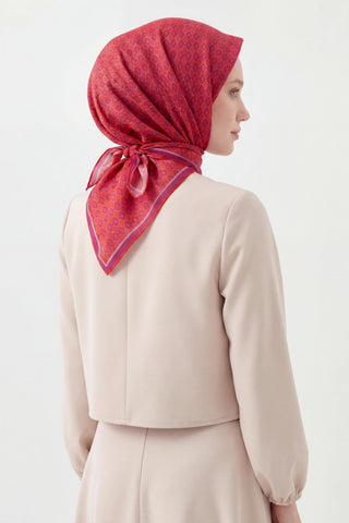 Soft Eşarp Retro Geometrik Turuncu