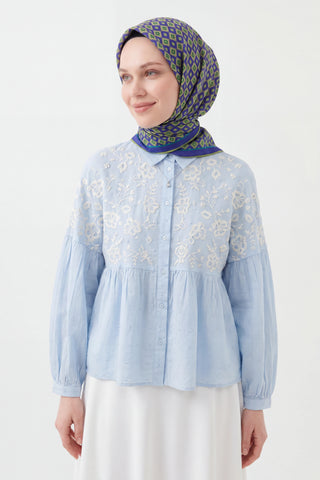 Soft Eşarp Retro Geometrik Yağ Yeşili