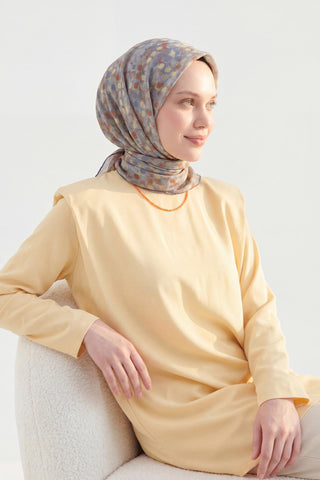 Soft Eşarp Retro Mozaik Bebe Mavi 90x90 - Soft Eşarp - | Silk Home