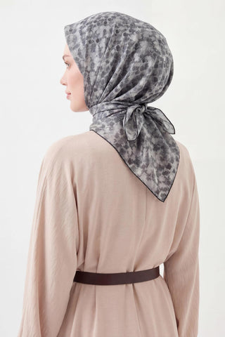 Soft Eşarp Retro Mozaik Gümüş 90x90 - Soft Eşarp - | Silk Home