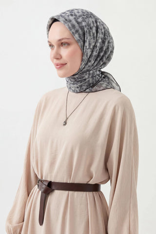 Soft Eşarp Retro Mozaik Gümüş 90x90 - Soft Eşarp - | Silk Home