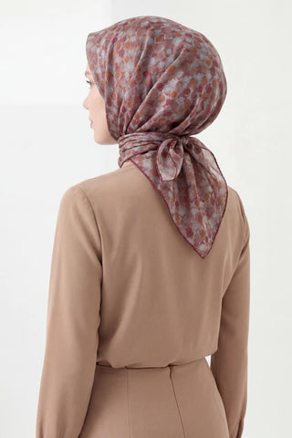 Soft Eşarp Retro Mozaik Koyu Gri 90x90 - Soft Eşarp - | Silk Home