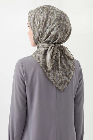 Soft Eşarp Retro Mozaik Koyu Yeşil 90x90 - Soft Eşarp - | Silk Home
