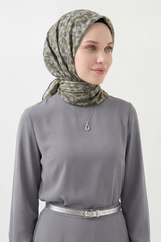 Soft Eşarp Retro Mozaik Koyu Yeşil 90x90 - Soft Eşarp - | Silk Home