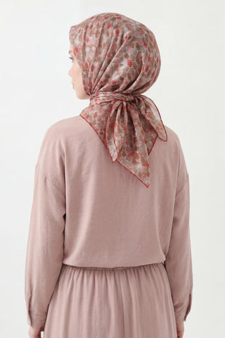 Soft Eşarp Retro Mozaik Küf Yeşili 90x90 - Soft Eşarp - | Silk Home