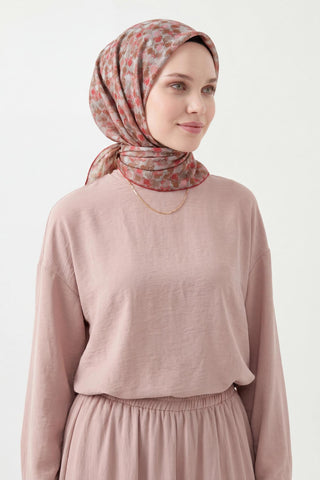 Soft Eşarp Retro Mozaik Küf Yeşili 90x90 - Soft Eşarp - | Silk Home