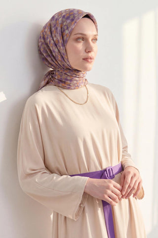 Soft Eşarp Retro Mozaik Mor 90x90 - Soft Eşarp - | Silk Home