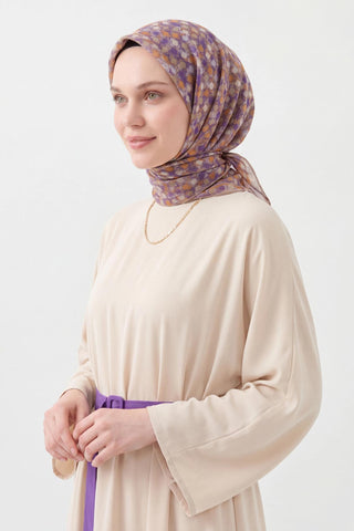 Soft Eşarp Retro Mozaik Mor 90x90 - Soft Eşarp - | Silk Home