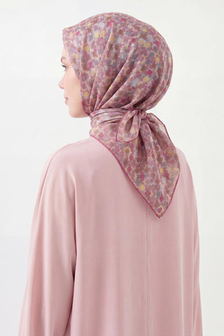 Soft Eşarp Retro Mozaik Pembe 90x90 - Soft Eşarp - | Silk Home