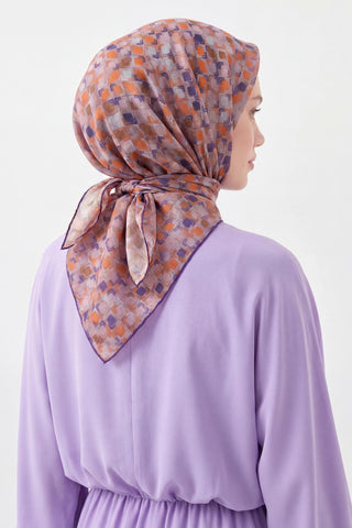 Soft Eşarp Retro Mozaik Turuncu 90x90 - Soft Eşarp - | Silk Home