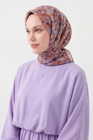 Soft Eşarp Retro Mozaik Turuncu 90x90 - Soft Eşarp - | Silk Home