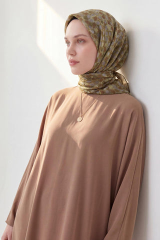 Soft Eşarp Retro Mozaik Yeşil 90x90 - Soft Eşarp - | Silk Home