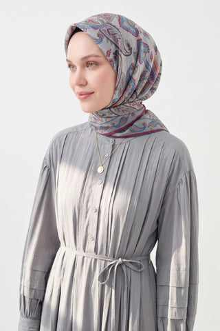 Soft Eşarp Şal Motif Çelik Mavi