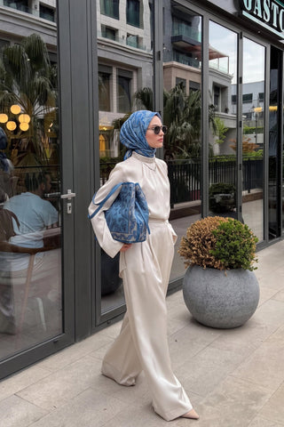 Soft Eşarp Şal Motif İndigo - Soft Eşarp - | Silk Home