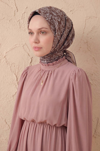 Soft Eşarp Şal Motif Kahverengi 90x90