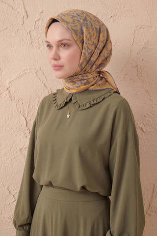 Soft Eşarp Şal Motif Koyu Gri 90x90