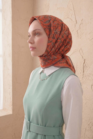 Soft Eşarp Şal Motif Koyu Kahve 90x90