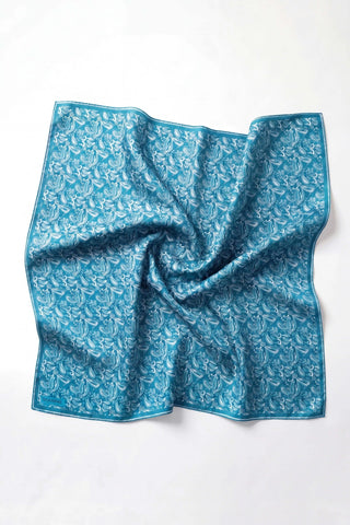 Soft Eşarp Şal Motif Mavi 90x90 - Soft Eşarp - | Silk Home
