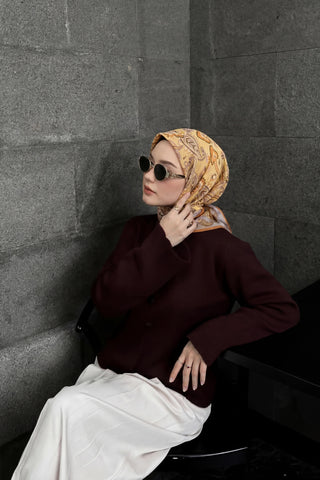 Soft Eşarp Şal Motif Pastel Sarı