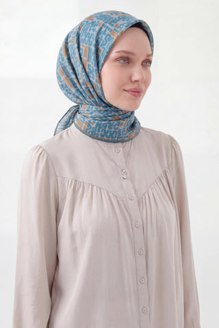 Soft Eşarp Soyut Mavi
