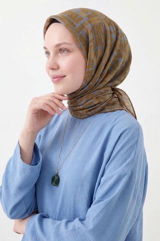 Soft Eşarp Soyut Yağ Yeşili