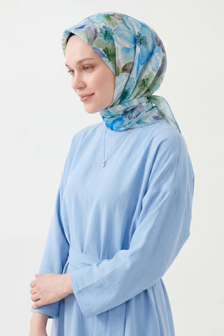 Soft Eşarp Suluboya Gök Mavi 90x90
