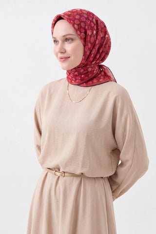 Soft Eşarp Vintage Floral Bordo