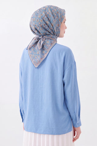 Soft Eşarp Vintage Floral Gök Mavisi - Soft Eşarp - | Silk Home