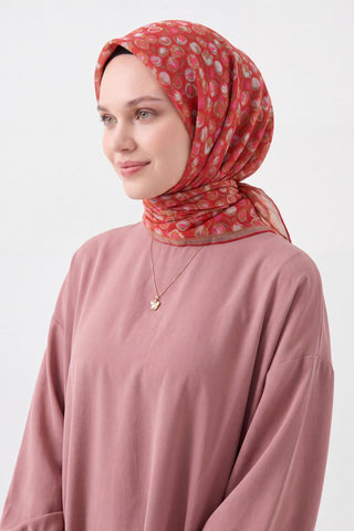 Soft Eşarp Vintage Floral Kırmızı - Soft Eşarp - | Silk Home