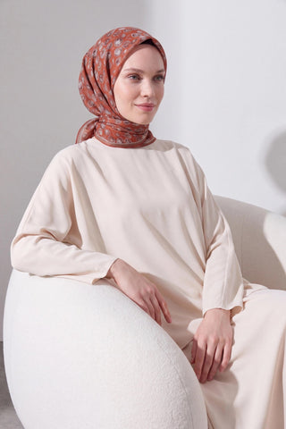 Soft Eşarp Vintage Floral Koyu Turuncu