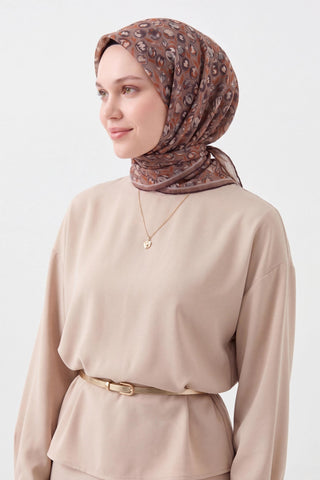 Soft Eşarp Vintage Floral Koyu Vizon - Soft Eşarp - | Silk Home
