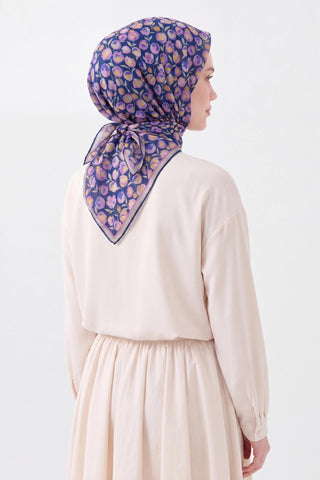 Soft Eşarp Vintage Floral Lacivert - Soft Eşarp - | Silk Home