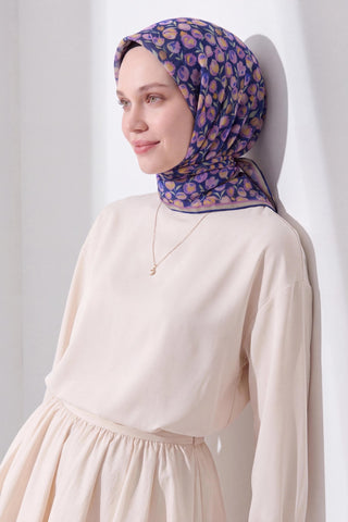 Soft Eşarp Vintage Floral Lacivert