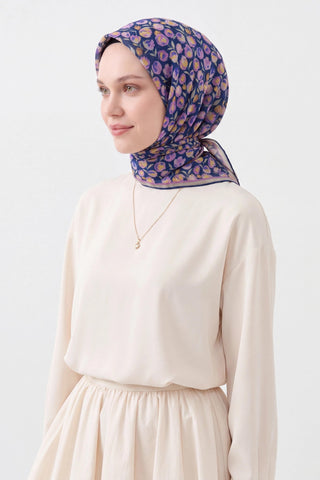 Soft Eşarp Vintage Floral Lacivert - Soft Eşarp - | Silk Home