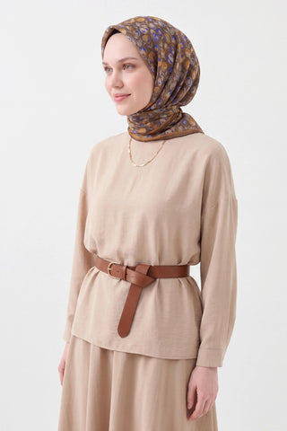 Soft Eşarp Vintage Floral Taba