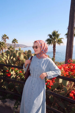 Soft Eşarp Vintage Floral Turuncu