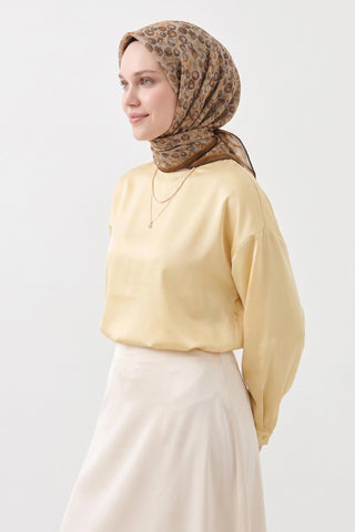 Soft Eşarp Vintage Floral Yeşil Kahve - Soft Eşarp - | Silk Home