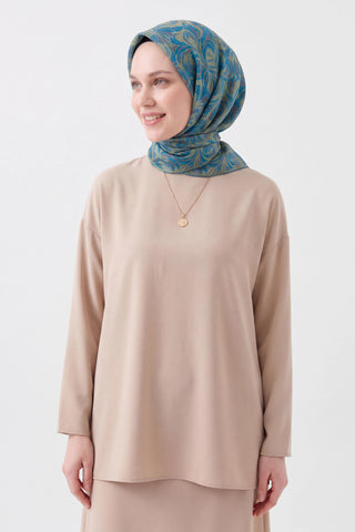 Soft Eşarp Vintage Flow Koyu Turkuaz