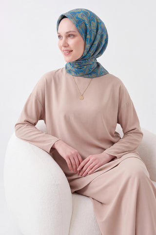 Soft Eşarp Vintage Flow Koyu Turkuaz