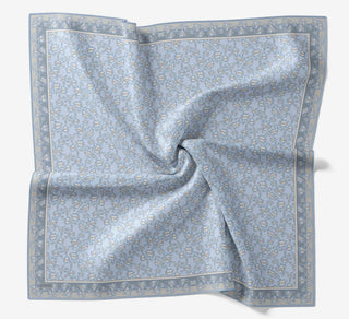 Soft Eşarp Yaprak Desen Bebe Mavi 90x90 - Soft Eşarp - | Silk Home