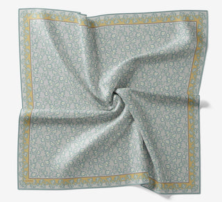 Soft Eşarp Yaprak Desen Buz Mavisi 90x90 - Soft Eşarp - | Silk Home