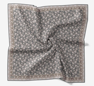 Soft Eşarp Yaprak Desen Füme 90x90 - Soft Eşarp - | Silk Home