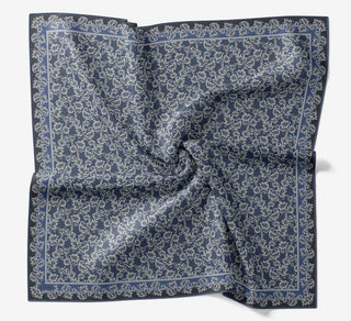 Soft Eşarp Yaprak Desen Gece Mavisi 90x90 - Soft Eşarp - | Silk Home