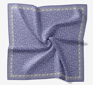 Soft Eşarp Yaprak Desen Gök Mavi 90x90 - Soft Eşarp - | Silk Home