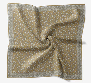 Soft Eşarp Yaprak Desen Koyu Hardal 90x90 - Soft Eşarp - | Silk Home