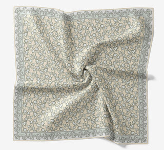 Soft Eşarp Yaprak Desen Krem Rengi 90x90 - Soft Eşarp - | Silk Home